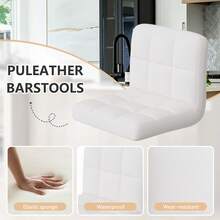 Nalupatio Lot de 2 tabourets de bar modernes avec repose-pieds – réglables en hauteur, adaptés aux îlots de cuisine et aux comptoirs de ba - Blanc - Voir 4