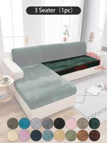 1 pieza Funda de cojín de sofá de peluche de zorro plateado gris oscuro, minimalista clásica, funda protectora decorativa a prueba de polvo de unicolor y elástica, adecuada para hotel, dormitorio, decoración de sala de estar, decoración de habitación, negro, gris claro, caqui, decoración de otoño, decoración de habitación, vuelta al colegio, útiles escolares