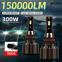 2 件 H1 H3 H7 H11 9005/HB3 9006/HB4 9012 9004 9007 H4 H13 汽车前照灯远/近光组合，12V 6500K 超白光 150000LM，高速风扇亮 3570CSP 芯片，即插即用灯泡，超聚焦光束，航空铝快速冷却