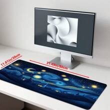 1 buc. Mouse Pad extins pentru jocuri, anti-alunecare, design cu model de artă cu cer înstelat, covoraș de birou durabil, cu margini cusute precise, potrivit pentru sporturi, computer și birou, covoraș de masă, covoraș pentru insulă
