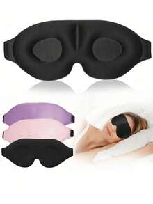 1Pc Ultra Soft 3D Sleep Eye Mask, 100% Blackout, Blindfold Sleeping Eye Mask, Smooth Eye Mask For Sleeping, Sleep Aid Eye Mask, Travel Sleep Eye Mask, Nap Eye Mask - Perfect For Travel And Napping Travel Accessories - Multicolor - View 2