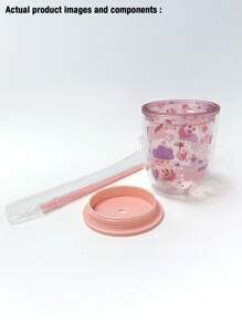 SIP JOY piąta seria spersonalizowanych kubków ze słomką i pokrywką, kubek na wodę 350 ml, uroczy przenośny plastikowy kubek odpowiedni do picia dla uczniów w domu i na zewnątrz