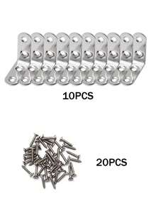 10 件不锈钢直角支架，90 度 L 型连接器，25/30/40/50 厘米家具连接五金件带螺丝 - 彩色 - 查看 10