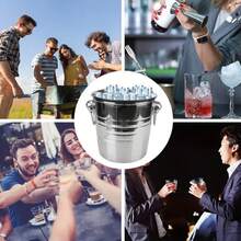 1pc 5L Stainless Steel Ice Bucket, Bar/KTV/Camping Champagne Bucket, Beer/Wine/Beverage Cooler, Creative Ice Bucket, Perfect For Bar, Party, Kitchen, Gatherings, Ice Storage - Multicolor - View 2