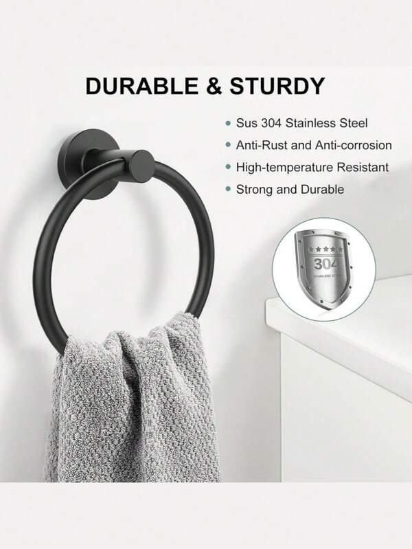 Stilvoller wandmontierter Badetuchhalter ohne Löcher, Edelstahl Handtuchring - rostfrei, wandmontierte runde Halterung für Toilette, Dusche und Küche, modernes minimalistisches Design mit sicherer Befestigungshalterung, Badetuchhalter.
