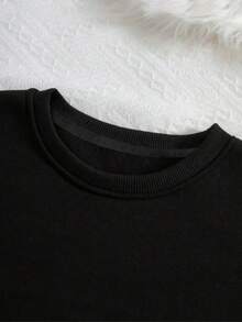 Unisex Round Neck Coat Winter Fashion Outerwear Women Men Old Money Cold Weather Blouse - 黑色 - 查看 3