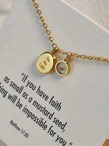 1pc Stainless Steel Mustard Seed "Be The Light" Inspirational Pendant Necklace, Accessory For Daily Wear And Vacation, Jewelry For All Seasons
