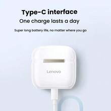 Lenovo Fone de ouvido Bluetooth TA100 semi-intra-auricular 5.4 Air Sense confortável de usar, qualidade de som estéreo HiFi, redução de ruído ativa + modo de jogo ENC, adequado para Apple, Huawei, Xiaomi, Moon Rock White - rocha lunar branca - Visão 6