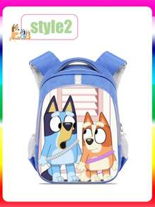 Bluey حقيبة ظهر بلوي، حقيبة مدرسية كرتونية سعة كبيرة، حقيبة مدرسية خفيفة الوزن وعادية