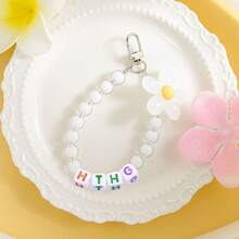 1pc Macaron Color Mixed Pearl/Flower Beads/Letter Bead Bag/Phone Charm Backpack Decor Keychain For Bag - Multicolor - View 6