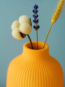 1pc Colorful Ribbed Decorative Vase - Minimalist Sculptural Home Decor, Suitable For Autumn Tabletop, Dorm, Back To School, Halloween And Thanksgiving Decoration - Multicolor - View 5