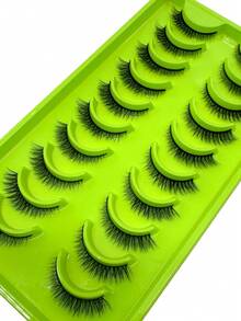 10 对猫眼 3D 水貂睫毛，柔软蓬松卷曲手工假睫毛，自然妆容假睫毛，浓密卷翘睫毛，睫毛，睫毛，假睫毛 - 自然纖長款 - 查看 4