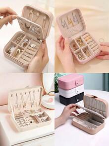 1pc 3-Tier Large Capacity Jewelry Box, Luxury Jewelry Storage Box, Drawer Style Desktop Organizer, Suitable For Necklaces, Rings, Earrings, Bracelets, Holiday Gift - Multicolor - View 14