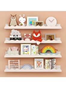 Simple Wall Storage Rack Solid Wood Home Children's Room Floating Bookshelf Living Room Wall-Mounted Wooden Storage Rack
