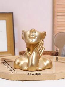 1pc Gold Resin Flower Vase, For Decoration, Flower Arrangement, Beauty Tool & Stationery Storage, Modern Simple Vase, Suitable For Home Decor, Living Room Tabletop