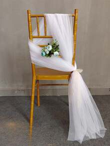 1/5/10 piezas Bandas para sillas blancas de 63" X 39" de largo para decorar la parte trasera y lateral de las sillas en el pasillo de una boda. Tela de gasa adecuada para decoración de boda, columpio, telón de fondo, fiesta de cumpleaños, escenario, carpa, mesa y silla de boda.