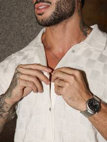 Men's Chic Lightweight Textured High Quality Autumn And Winter Knit Shirt - 白色 - 查看 2