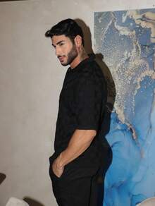 Men's Chic Lightweight Textured High Quality Autumn And Winter Knit Shirt - màu đen - Xem 5