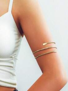 Conjunto de 7 brazaletes de mujer estilo europeo y americano, con diseños de gota de agua, geométricos, espirales y cruces huecos, de metal ajustable y abrible