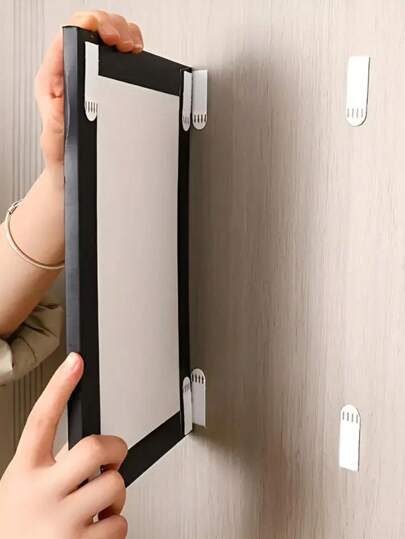 12/24 pares de fixadores adesivos para molduras de quadros sem danos, com dupla face para fácil instalação e remoção, adequados para controles remotos, molduras de quadros, soquetes, etc.