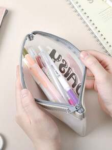 1pc Custom Frosted PVC Pencil Case Graffiti Stationery Storage Bag Student Opening Gift Pencil Case Custom Simple And Creative Large Capacity Transparent Zipper Pencil Case Suitable For Holiday Gifts, School Gifts, Graduation Gifts, Party Gifts, Giving To Sons, Daughters, Fathers, Mothers, Good Friends, Boyfriends, Girlfriends, Classmates, And Family. Suitable For Schools, Indoor, Outdoor, And Offices,For School Supplies,Back To School,Office & School Supplies,Xmas Decoration,Pencil & Marker Cases - Multicolor - View 3