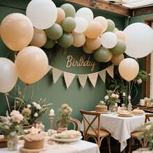 10个12英寸乳胶气球，复古鼠尾草绿、灰蓝色、棕色，适合生日派对、婚礼、周年纪念、返校装饰 - 彩色 - 查看 4