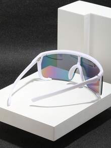 POLASUP 1 set de gafas reflectantes plateadas de ciencia ficción extragrandes para parabrisas de moto, gafas de moda para hombre y mujer, estilo steampunk punk, estampado de leopardo Y2K, sin montura, tintadas, gafas de moda clásicas vintage, estilo retro, lujosas, montura grande, montura media cuadrada ovalada de metal, ideales para conducir, pescar, acampar, andar en bicicleta, senderismo y correr. Gafas decorativas. - Multicolor - Ver 4