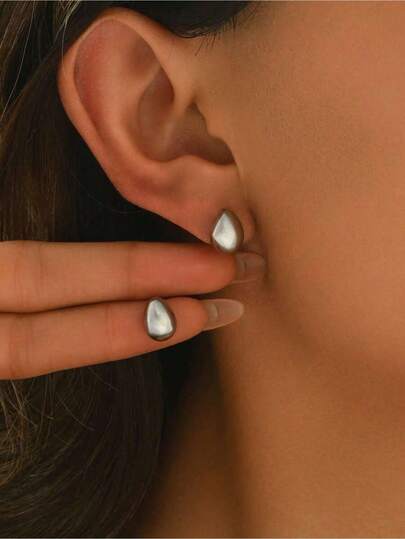 JOJELOO 1 par de pendientes de tuerca de acero inoxidable con diseño de gota de agua, joyas minimalistas y clásicas para mujeres de oficina