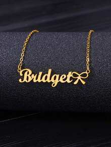 1 PIEZA Collar con nombre personalizado de lazo para niña, color dorado, collar de acero inoxidable con lazo y nombre personalizado, joyería de fiesta, regalo, dorado, elegante, colorido, vintage, sencillo, unisex, casual, lindo, personalizado, único, regalo ideal para él, regalo ideal para ella, novia, novio, papá, mamá, familia, amigos, para aniversarios, para cumpleaños, para graduación, para baile de graduación, para fiestas - Dorado - Ver 4