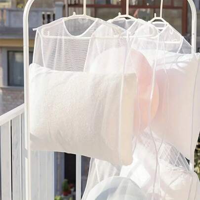 قطعة واحدة من رف تجفيف الوسادة متعدد الوظائف، مجفف وسادة مقاوم للرياح، رف تجفيف الملابس/الدمى المحشوة، شبكة تخزين أغطية البلسترة