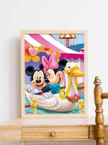 Disney 1 PIEZA Pintura de diamantes 5D con diseño completo de Disney, Mickey y Minnie celebrando en una tienda con patos. Manualidades para principiantes adultos, decoración colgante, suministros de muebles.