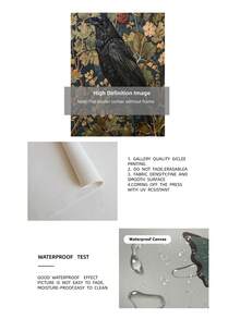 1pc Frameless Vintage Crow Wall Art Gothic Victorian Bird Print With Dark Academia Style & Medieval Botanical Motifs, Rustic Room Decor For Bedroom/Dorm/Party, Perfect Gothic Gift For Back To School Funky Posters, Wall Prints - Multicolor - View 9