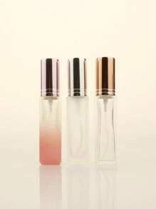 3pcs/6pcs/12pcs/18pcs 10ml Square Glass Refillable Makeup Toner Perfume Small Sample Transparent Fine Mist Spray Bottle, Black/Amber, With Funnel Atomizer, Rose Gold/Purple/Pink