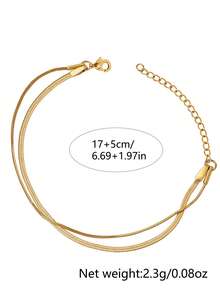 Tkool 1 chiếc vòng tay xích nhiều lớp bằng thép không gỉ vàng tối giản thanh lịch, quà tặng trang sức đa năng cho phụ nữ đeo hàng ngày - Vàng - Xem 8