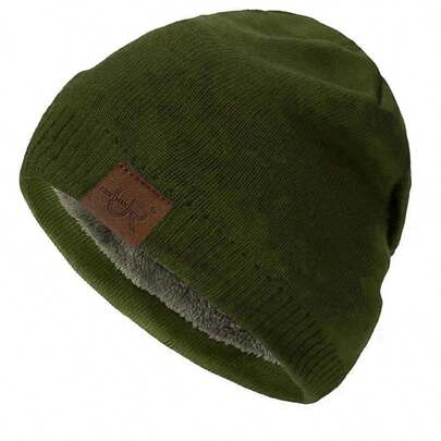 Sombreros de invierno Unisex URGENTMAN Labal, gorros de punto de Color sólido para hombres y mujeres, gorro deportivo cálido para exteriores, agregar forro de piel