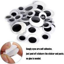 450Pcs Black Wiggle Googly Eyes With Self-Adhesive, 6mm 8mm 10 Mm 12mm 15mm Mixed Packaging,3 Years And Up - Trộn một - Xem 3