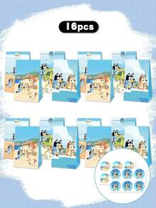 Decoraciones de fiesta de Bluey, productos de decoración de fiesta con tema de animación de dibujos animados, productos de cajas de regalo con tema de dibujos animados, cajas de regalo con tema de dibujos animados, cajas de dulces, regalos de fiesta, decoraciones de juego perfectas, bolsas de papel para regalos de cumpleaños, la mejor opción para decoración de regalos - Multicolor - Ver 6