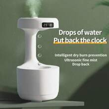 1 pieza Humidificador premium con tecnología de ósmosis inversa, 7 modos de iluminación, pantalla de reloj LED, difusor de aromas, diseño de gota de agua flotante, conexión tipo C, adecuado para escritorio de oficina, sala de estar, dormitorio, humidificador ultrasónico antigravedad