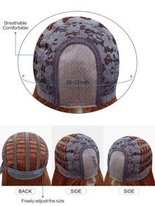 alicegarden Forehead Lace 4 * 1, Forehead Lace Straight Wig, Dirty Orange 28 Inch Daily Natural Semi Woven, Natural Daily Use Realistic Wig