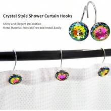 MitoVilla Purple Shower Curtain Hooks Rings, Metal Shower Hooks Shower Curtain Liner, Purple Rust Proof Shower Rings Curtain Accessories And Bathroom Shower Rod, 12 Pack Bathroom Set - Multicolor - View 4