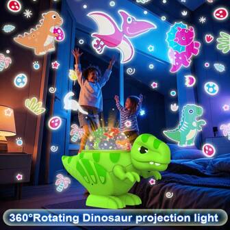 Dinosaur Night Light Projector For Kid, 8Lighting+2Films, Star Projector For Kids, Boys Night Light, 360'Rotate + Quieter Stars For Ceiling, Bedtime Companion