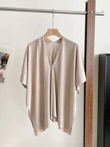 女士纯色针织轻薄披肩开衫，优雅透气，适合海滩穿着，办公、旅行、春夏秋冬皆宜。
