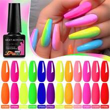 MEET ACROSS 7.3毫升荧光凝胶指甲油，红蓝霓虹色，夏季持久半永久可卸UV/LED凝胶指甲油，美甲用品，美甲DIY，家庭美甲沙龙