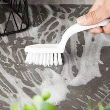 1 pièce Nouvelle brosse multifonctionnelle à succès avec manche, brosse de nettoyage pour les coins et fissures sans angle mort, brosse de nettoyage pour les carrelages de salle de bain et les fissures de sol, outil de nettoyage de cuisine, petite brosse à poils durs, convient pour les vacances, la rentrée, Thanksgiving, Halloween
