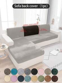 1 pieza Funda de cojín de sofá de peluche de zorro plateado gris oscuro, minimalista clásica, funda protectora decorativa a prueba de polvo de unicolor y elástica, adecuada para hotel, dormitorio, decoración de sala de estar, decoración de habitación, negro, gris claro, caqui, decoración de otoño, decoración de habitación, vuelta al colegio, útiles escolares