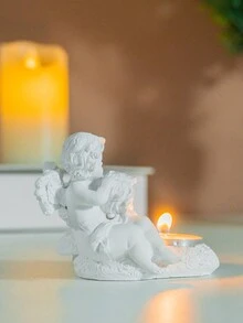 1 pezzo Portacandela in stile retrò a forma di angelo, decorazione da tavolo in stile nordico per l'ingresso di casa, artigianato in resina