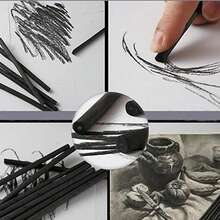 28pcs Left-Handed Charcoal Sticks Sketching Charcoal Pencils Charcoal Art Charcoal Bars Charcoal Pencils Carbon Sticks For Student Art Supplies - Multicolor - View 5