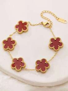 1 pezzo Braccialetto alla moda con decorazione floreale a quadrifoglio, adatto per l'uso quotidiano delle donne