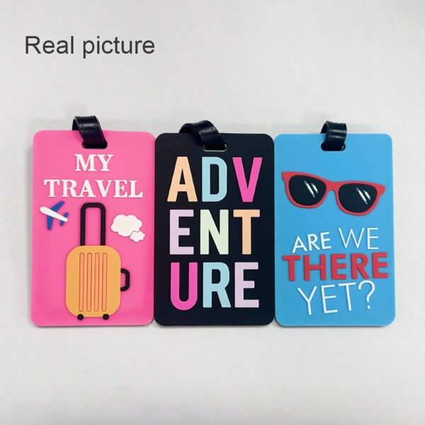 3 Stück Mode Buchstaben Design Gepäckanhänger Set, Reisezubehör beinhalten Koffer ID Adressclip, Gepäck Bordkarte tragbares Etikett Tasche für Schule, Schulsachen, Reisenotwendigkeiten, Urlaubsreise, Kofferanhänger