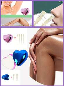 1 pieza Removedor de pelo manual para mujer, adecuado para piernas y brazos, 1 removedora de cabello + 4 Sets de enrolladores de vello nasal